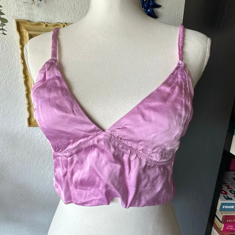 Aerie Size Large Pink Satin Bra top